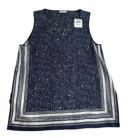 vince NEW NWT chambray denim blue awning stripe trim tank shell top XL - Picture 1 of 4